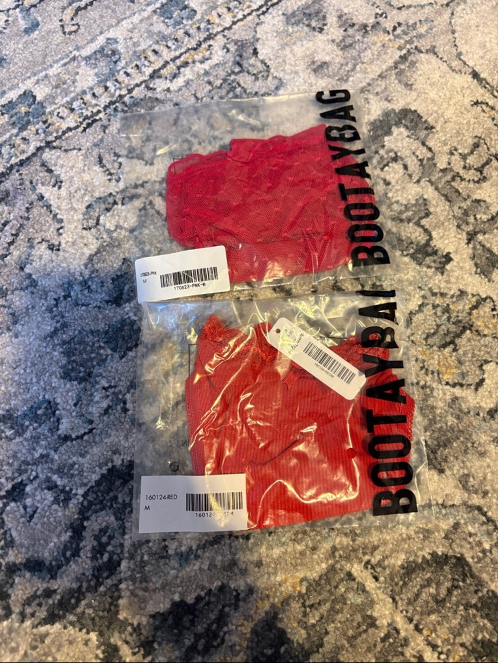 Seamless Lace Trim Thong Panty - Red